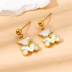 Heart Bear Earrings Girl Stainless Steel Jewellery Women Fashion Jewelry Accessory