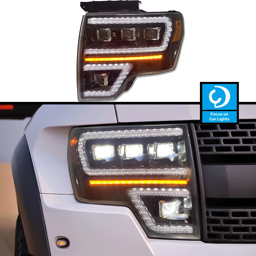 

Car Front Headlight For Ford Raptor F150 2009-2014 Fiesta LED HeadLamp Styling Dynamic Turn Signal Lens Automotive Accessories