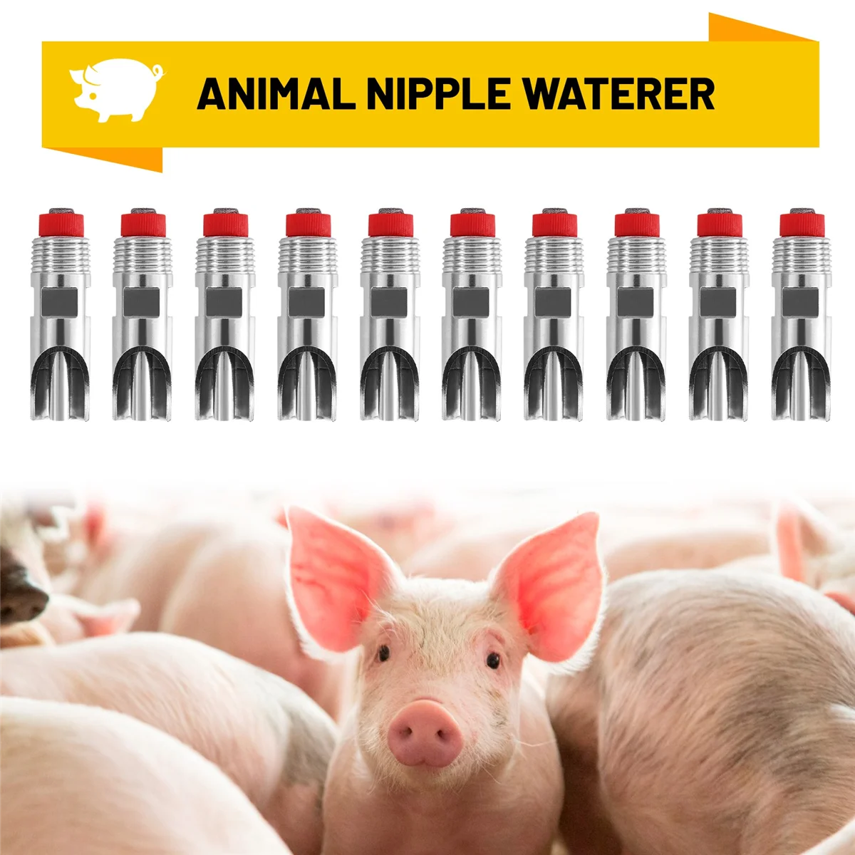 10 Stainless Steel Pig Automatic Nipple Water Dispenser, Automatic Water Nozzle, Drinking Nipple