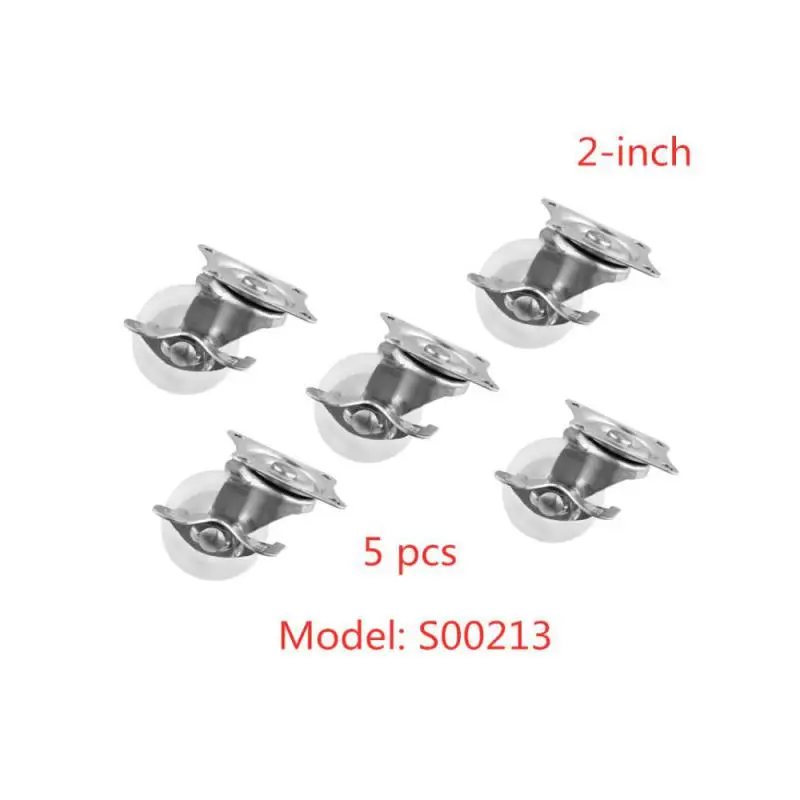 

5 Packs 2 Inch Universal Belt Brake Caster Diameter 5cm White Pp Flat Bottom Wheel Display Cabinet Roller