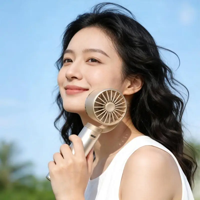 2026 New Upgrade USB Rechargeable Portable Fan Quiet Handheld Fan 5 Speed Cooling Fan 180 Degree Rotation For Travel Home