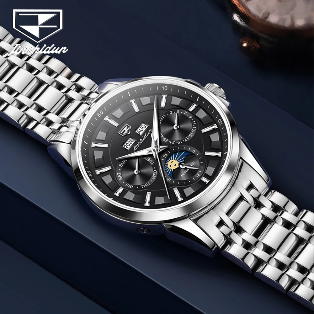 JSDUN 8997 Business Luxury Original Mens Watch Automatic Mechanical Watches for Men Perpetual Calendar Waterproof Day Date Watch