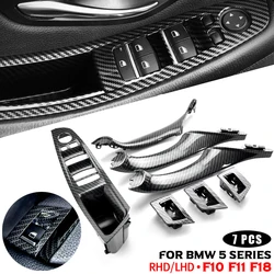 Carbon Fiber RHD LHD Car Interior Door Handle Fit For BMW 5 Series F10 F11 520d 525d 530d 535i Inner Panel Pull Trim Cover
