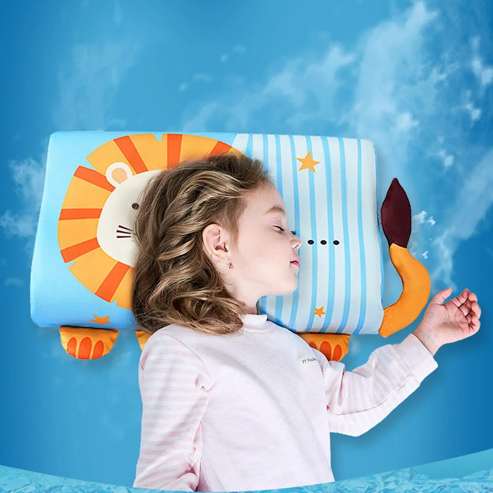 Toddler Bed Pillow Toddler Crib Pillow Breathable Ergonomic Cushion with Animal Pattern for Bedroom Travel Kindergarten Sofa