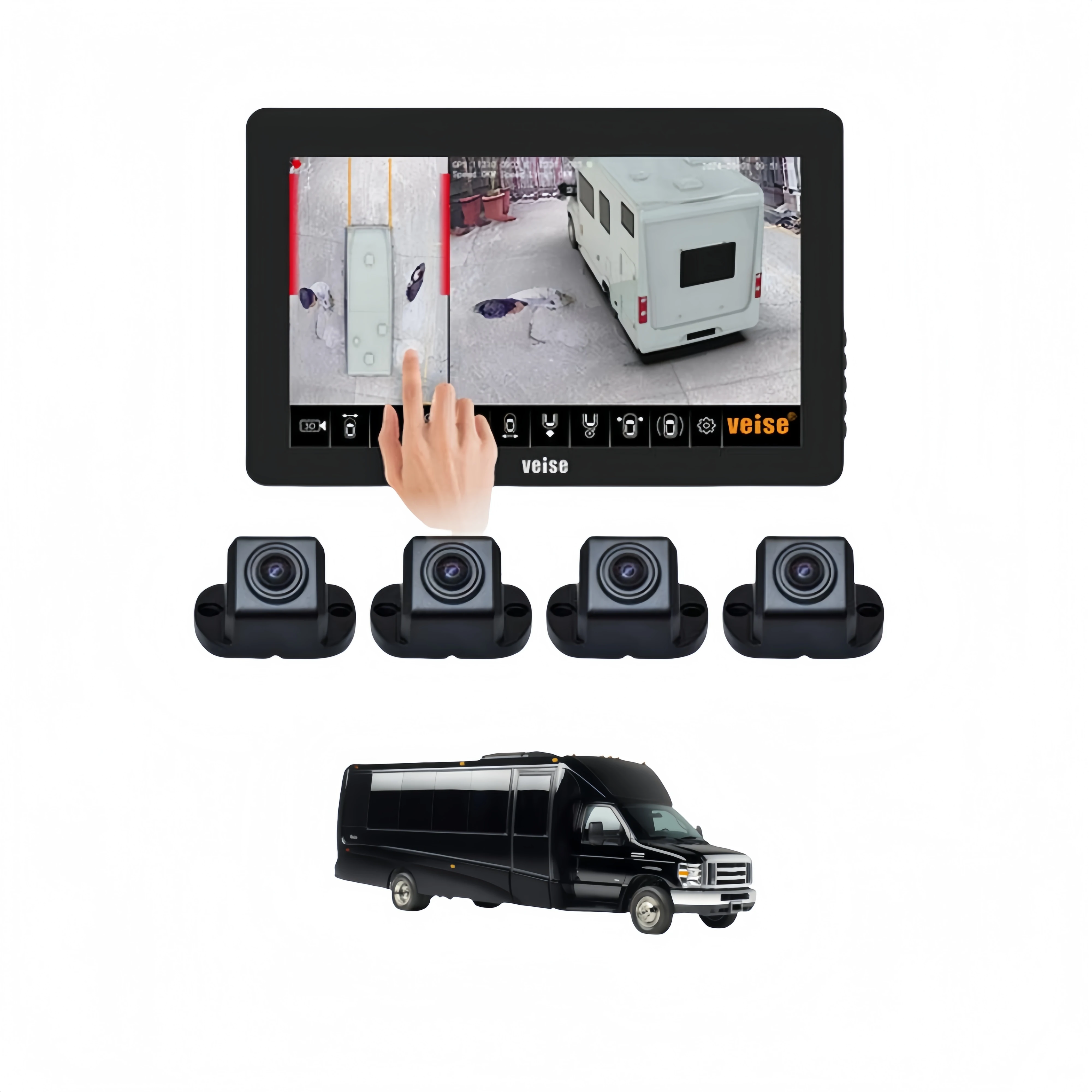 1080P Super HD 3d 360 Degree Bird View Avm Backup Camera System Truck Reversing Aid For Vans Campers Bus