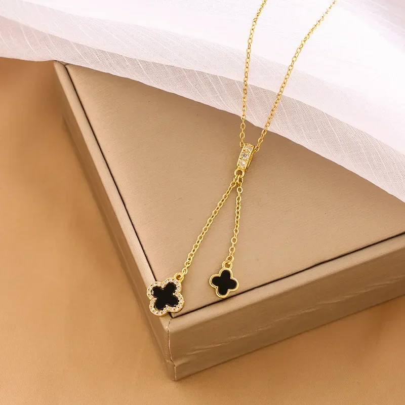 أنيقة وأنيقة ورقة العشب قلادة الإناث مهدب قلادة سحر الترقوة سلسلة قلادة