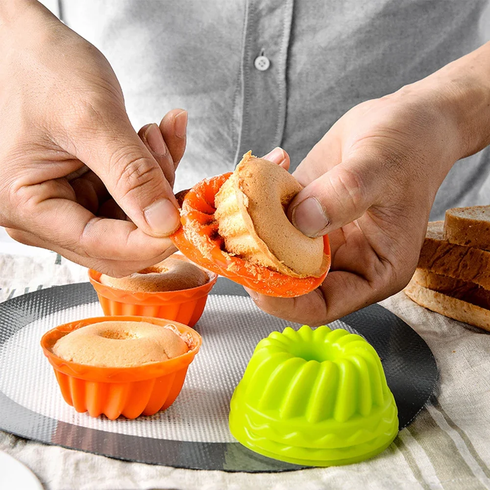 6Pcs Silicone Cake Molds Muffin Cake Cups Egg Tart Cupcake Dessert Baking Mold Bakeware Tools Color Random 2