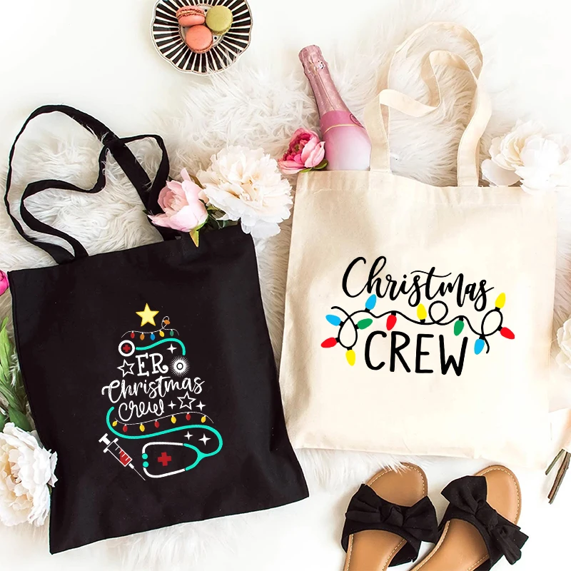 I\'m Fine Everything Is Fine Canvas Tote Shoulder Shopper Bag Women Funny Christmas Light Travel Unisex Hand Bag Teenager Handbag