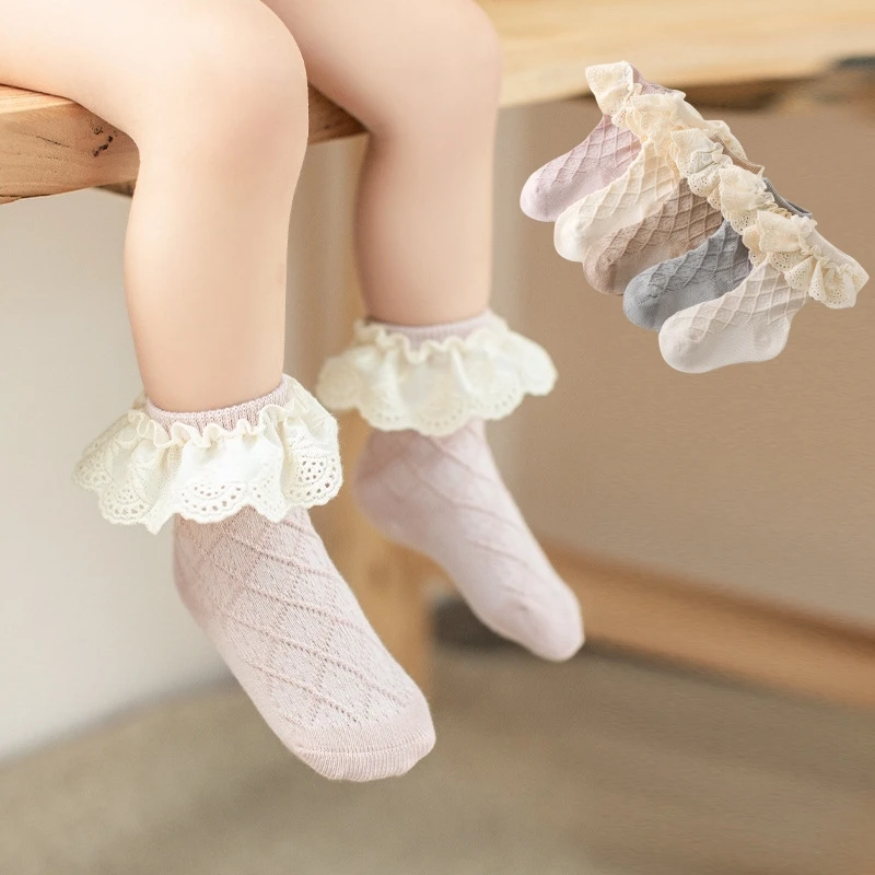 Korean Kids Soft Fashion Floral Princess Socks Baby Middle Tube Stockings Long Socks Infant Toddler Children Girls Casual Socks