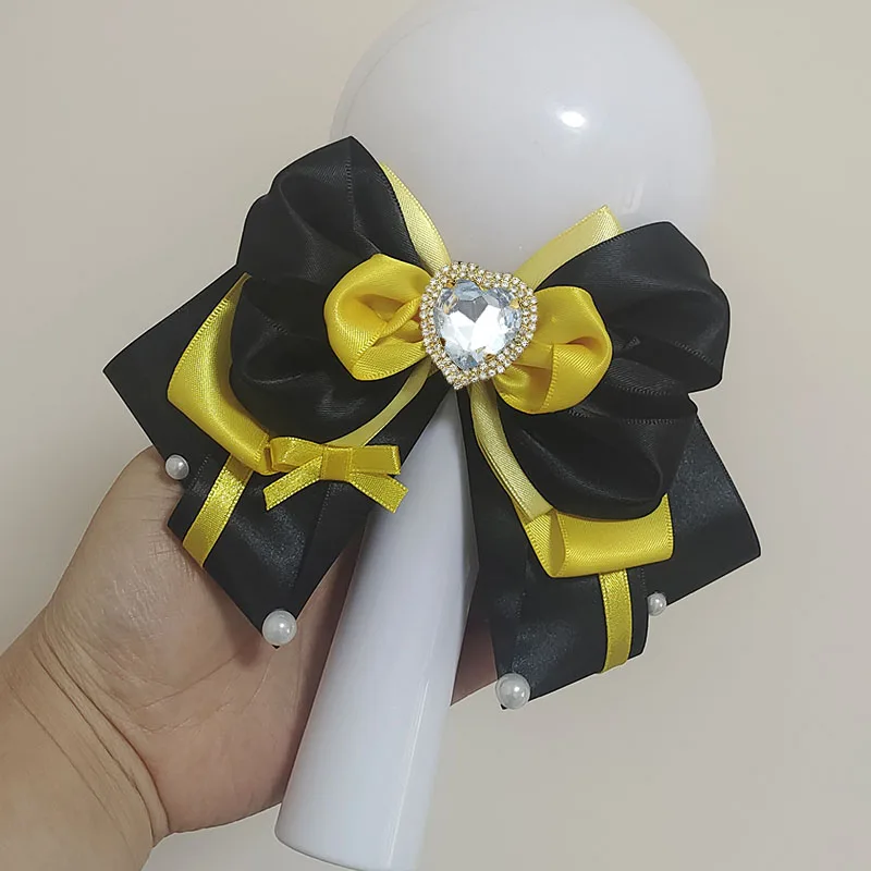 المرأة ربطة القوس فيونكة كليب الحفل ضوء عصا الانحناء الأصلي اليدوية الفاخرة لوليتا موحدة قميص الملحقات حجر الراين طوق زهرة