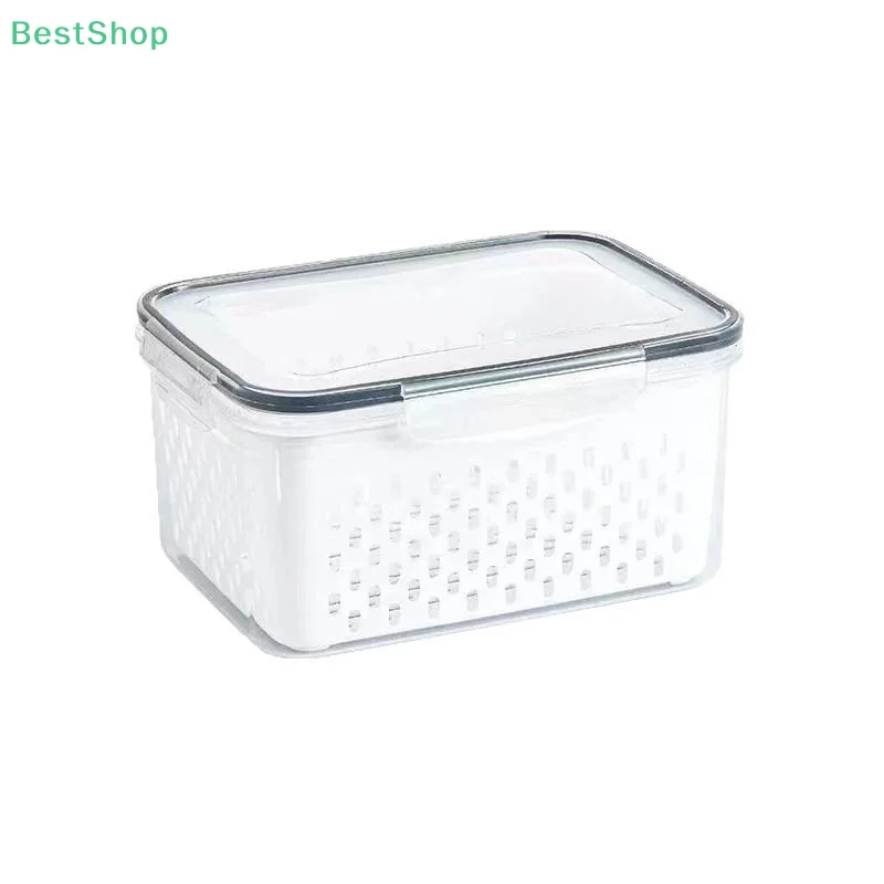 Refrigerator Storage Box Fridge Organizer Fresh Vegetable Fruit Boxes Drain Basket Storage Containers Pantry Kitchen Organizer