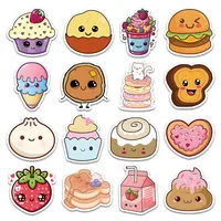 60PCS Cartoon Cute Hand Drawn Food Waterproof Graffiti Stickers for Helmet Bicycle Hand Account Pencil Case Decals 3