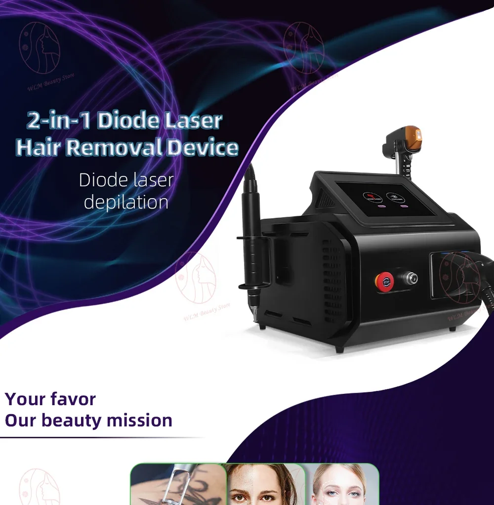 

2 в 1 808 нм Diodelaser Verwijderen Haarmachine 755 808 1064 Нм для Snelle Haarverwijderingsmachine Nd Yag Tattoo Verwijderings