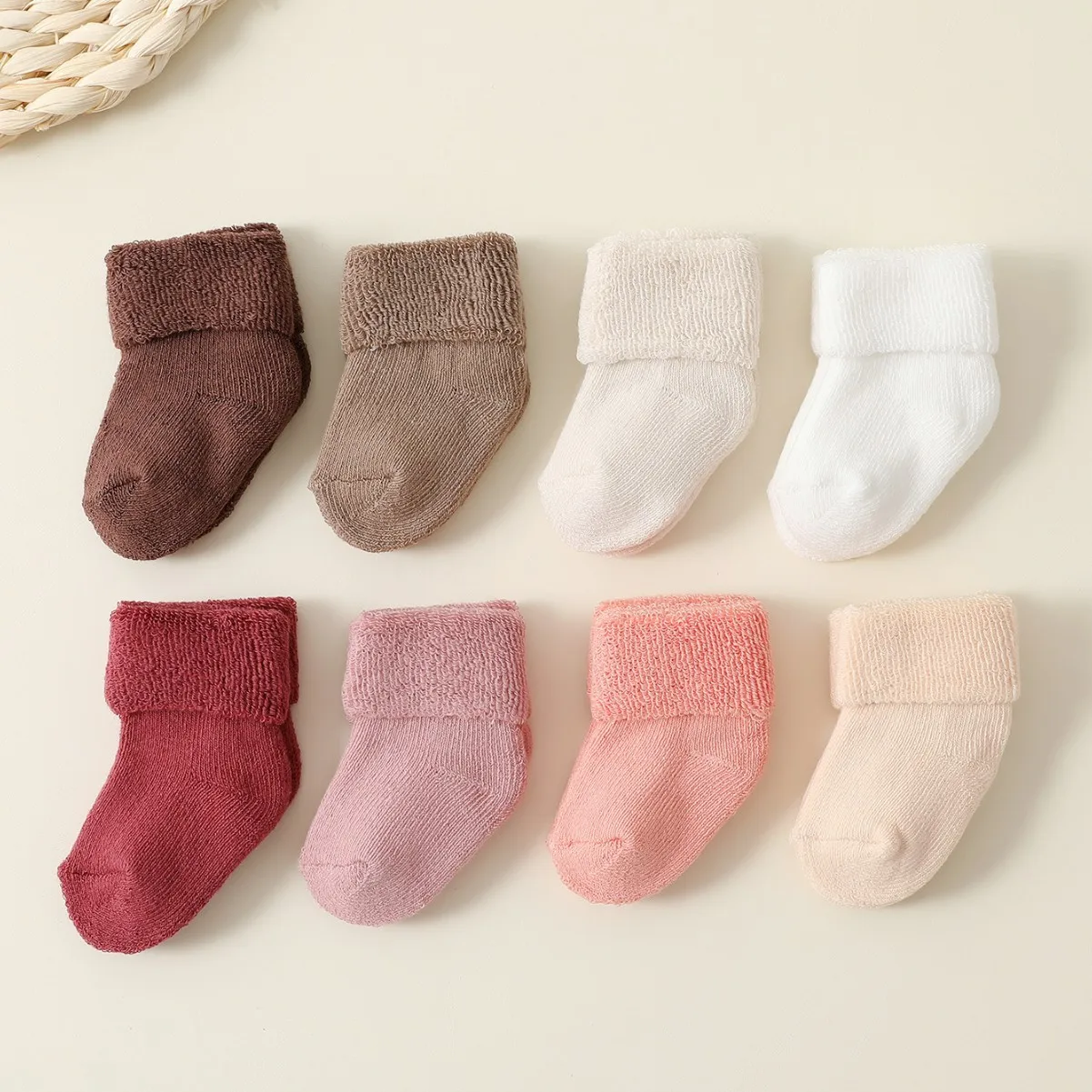 

Baby boy and girl socks autumn and winter thickened warm newborn baby terry socks candy color newborn