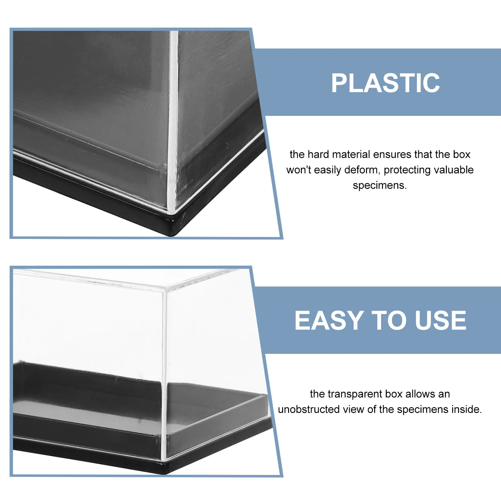 4개 세트 투명 표본 디스플레이 박스 적층형 보관 용기 광물 보석 샘플 정리함 소형 표본 케이스