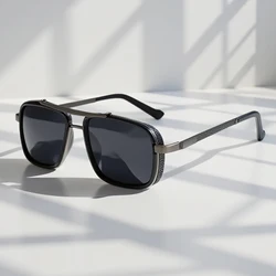Luxury Rectangle Men's Sunglasses Retro Metal Steam Punk Sun Glasses Male Classic Outdoor Driving Shades Summer Glasses