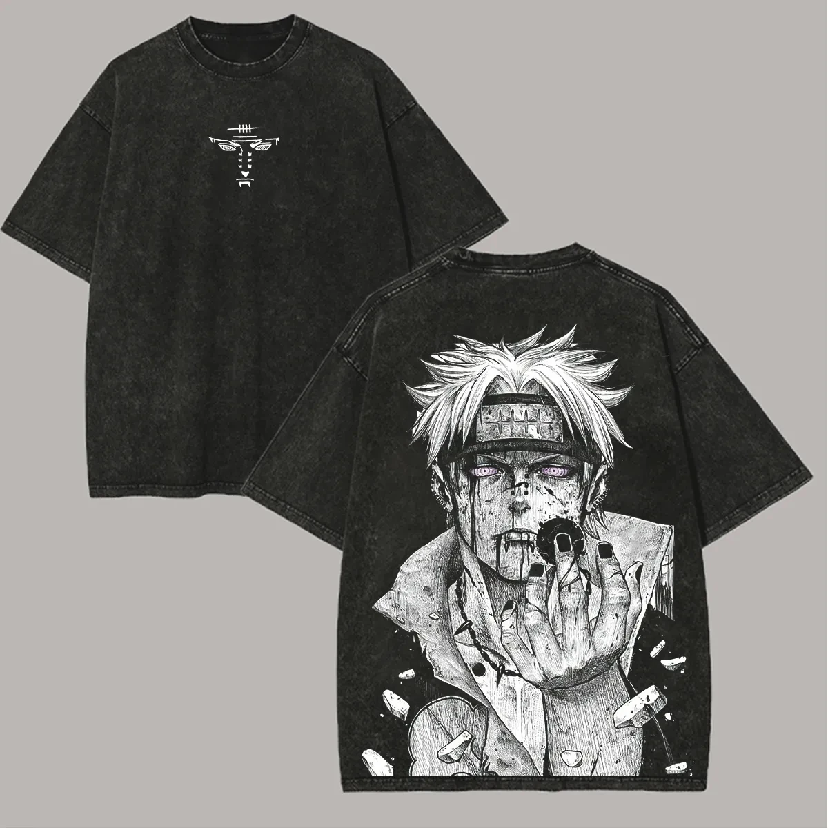 

Футболка Pain Naruto Akatsuki Rinnegan, винтажная, с эффектом кислотной стирки, уличная одежда, оверсайз, ретро, с аниме-графикой, мужская, хлопковая, верхняя одежда