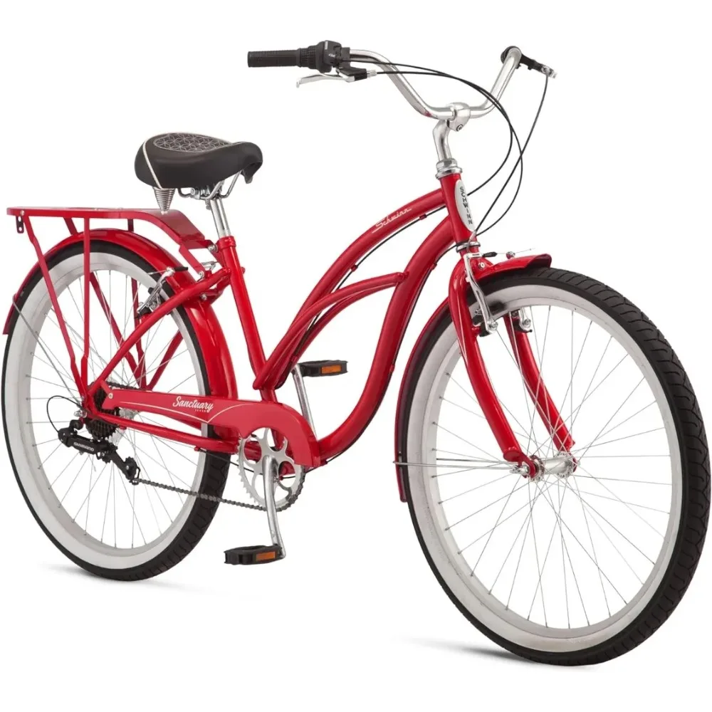 Sanctuary 7 Men and Women Comfort Beach Cruiser Bike, 26-Inch Wheels, 7-Speed Drivetrain, Retro-Styled Steel