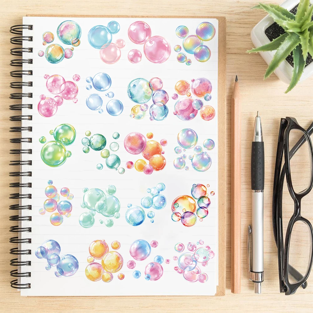 

50/100PCS Colorful bubbles Sticker Fashion Bicycle Coffee Art Picture Laptop Bicycle Living Room Retro Motorcycle Wall Stickers