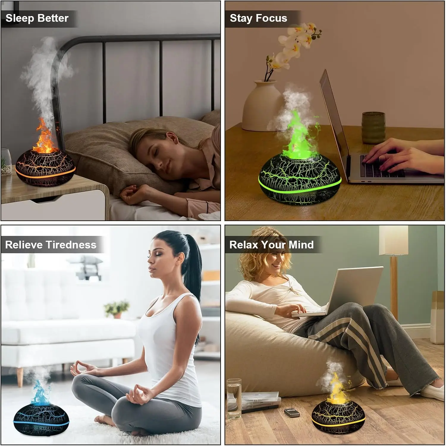 2025 Neues Zuhause, dickes Nebelvolumen, Mini-Aroma-Diffusor, Desktop-Diffusor, USB-Flammenbefeuchter, Aroma-Diffusor