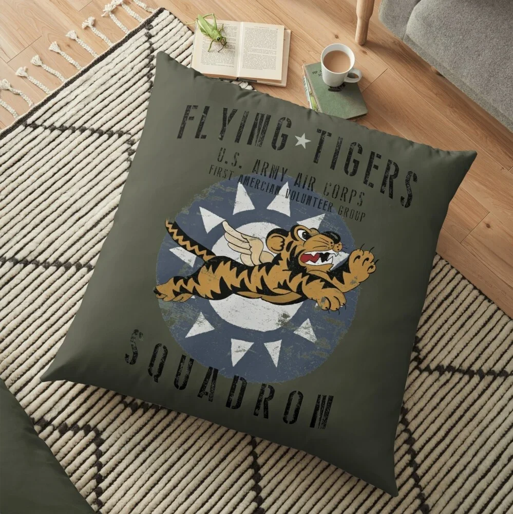 Flying Tigers Squadron Us Army Air Corps Wwii Vintage Decoration Pillow Case Sofa Waist Throw Cushion Cover Home Decor