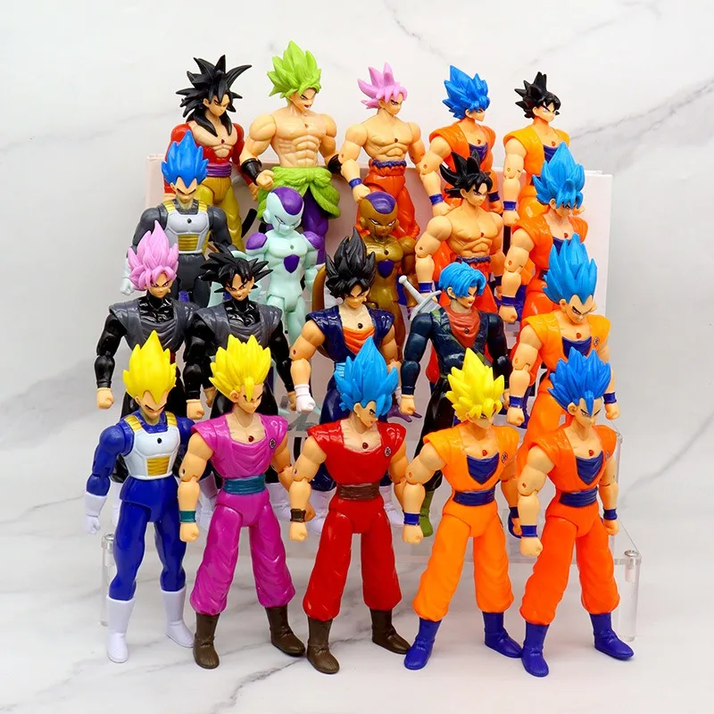 5PCS/Set New Dragon Ball Action Figure SHF Super Saiyan Son Goku Vegeta Anime Figurine Movable Doll Model Collection Toys Gifts