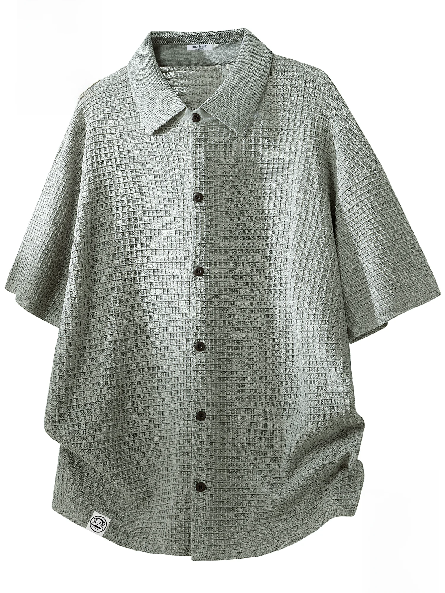 

Летний легкий свободный повседневный кардиган Paul Frank с отложным воротником и коротким рукавом для мужчин, дышащий, из полиэстера.