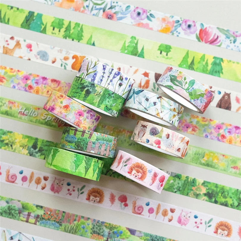 10Pcs Spring Washi Tapes Journal Supplies Masking Tape Four Seasons Decorative Adhesive Tape Kawaii Stationery Washi Tape Set