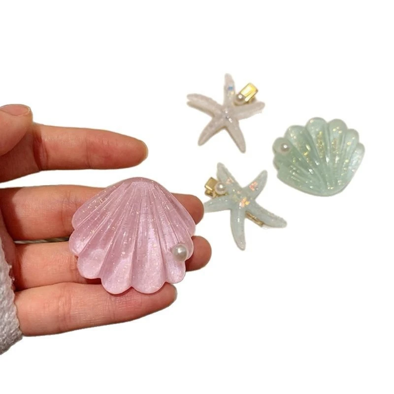 女性用ファッショナブルなマリンインスピレーションのヘアピンシースター/シェル型ヘアアクセサリーミュージックフェスティバルスタイルのヘアジュエリー