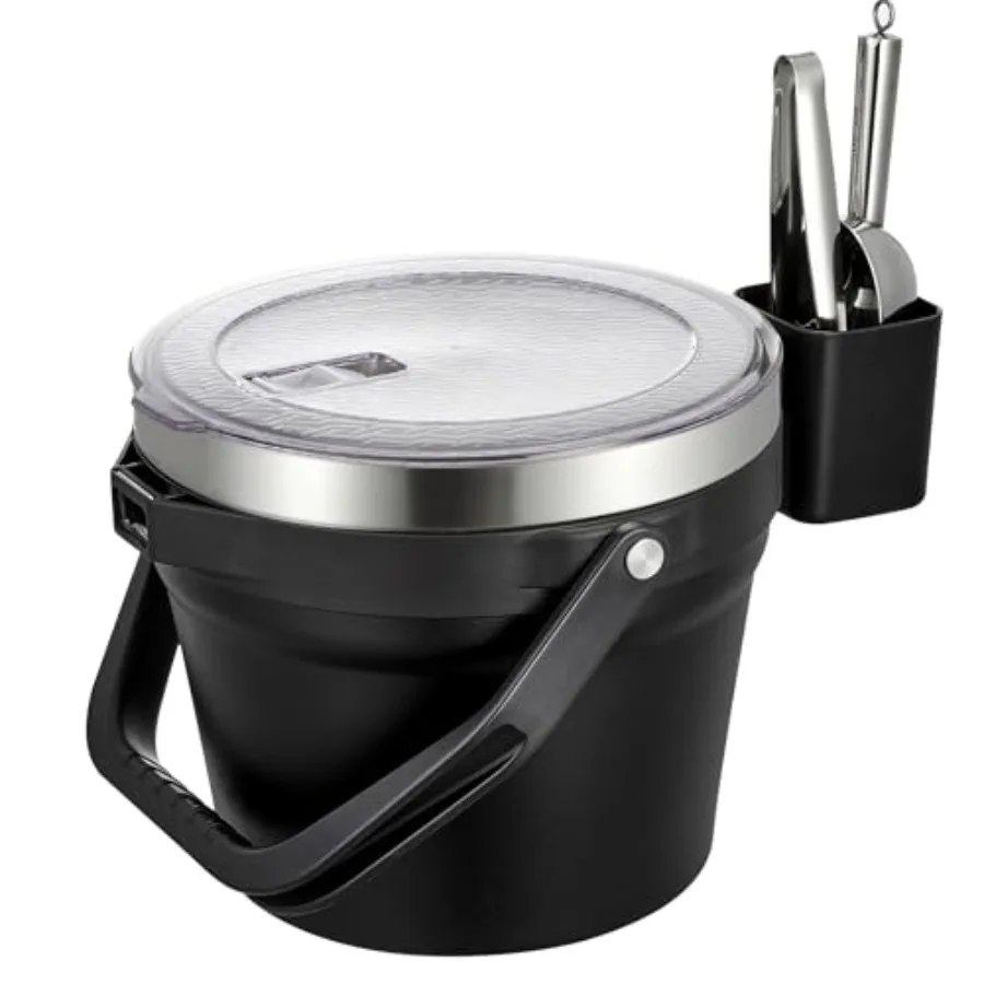 

7L Vacuum Insulated Ice Bucket with Lid and Scoopand Tongs Large capacity Stainless Steel Beverage Bucket for Cocktail Champagn