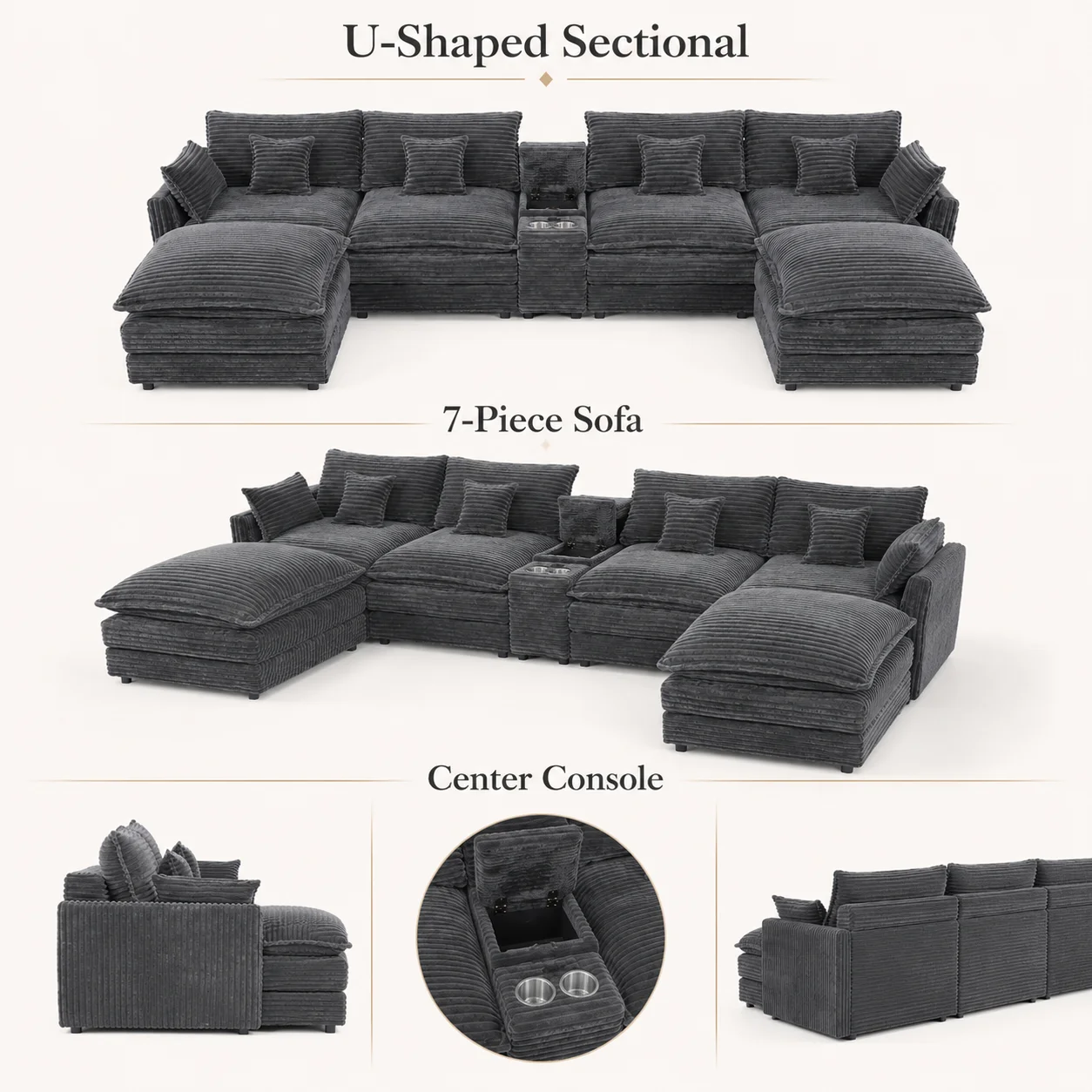 Set Sofa Bentuk U 7 Bagian 141 - Home Office Furniture Sets ulasan dan harga