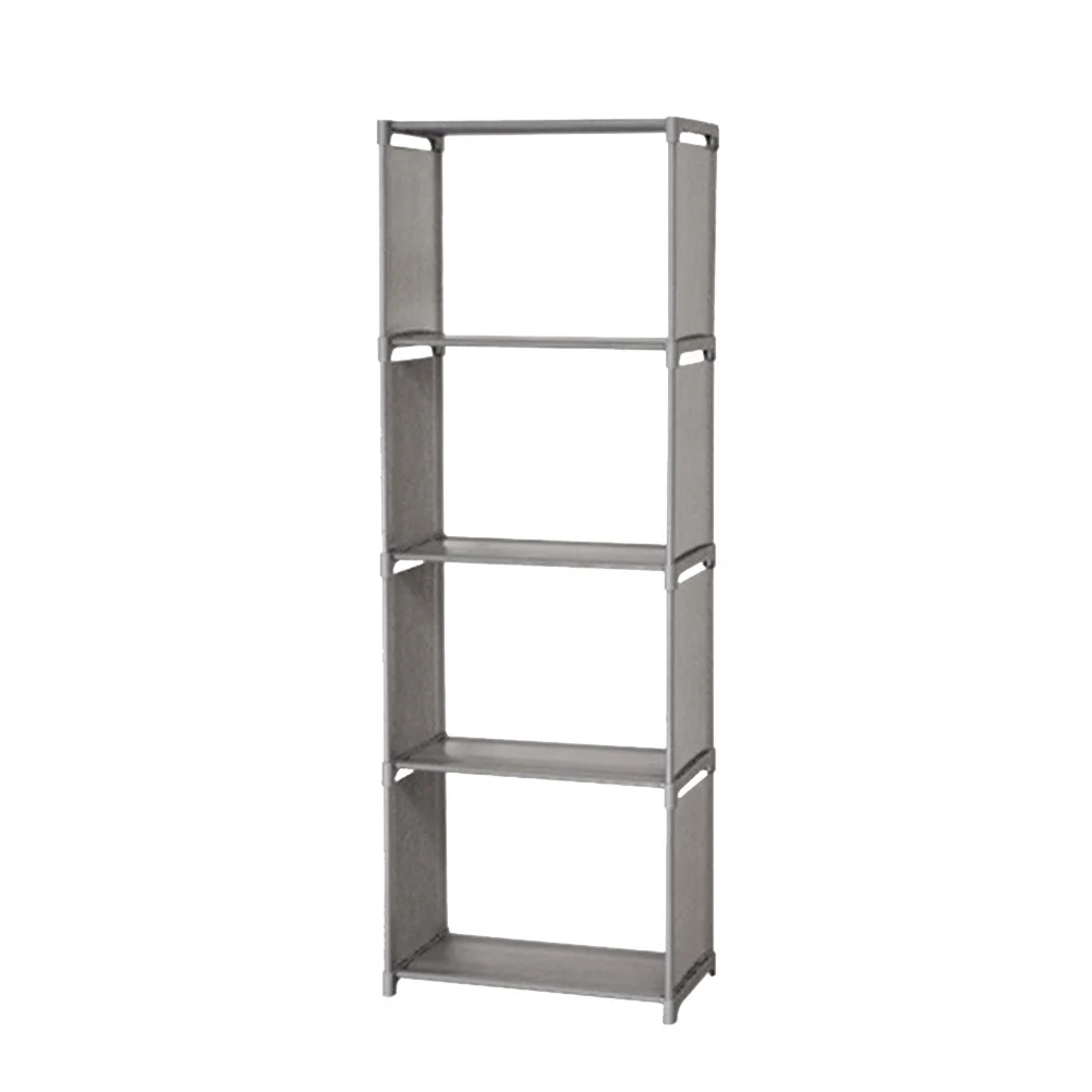 

Five-Story Silver Gray Bookshelf Shelf Rack Storage Organizer PP Non-Woven Fabric Design for Office Home Dorm School