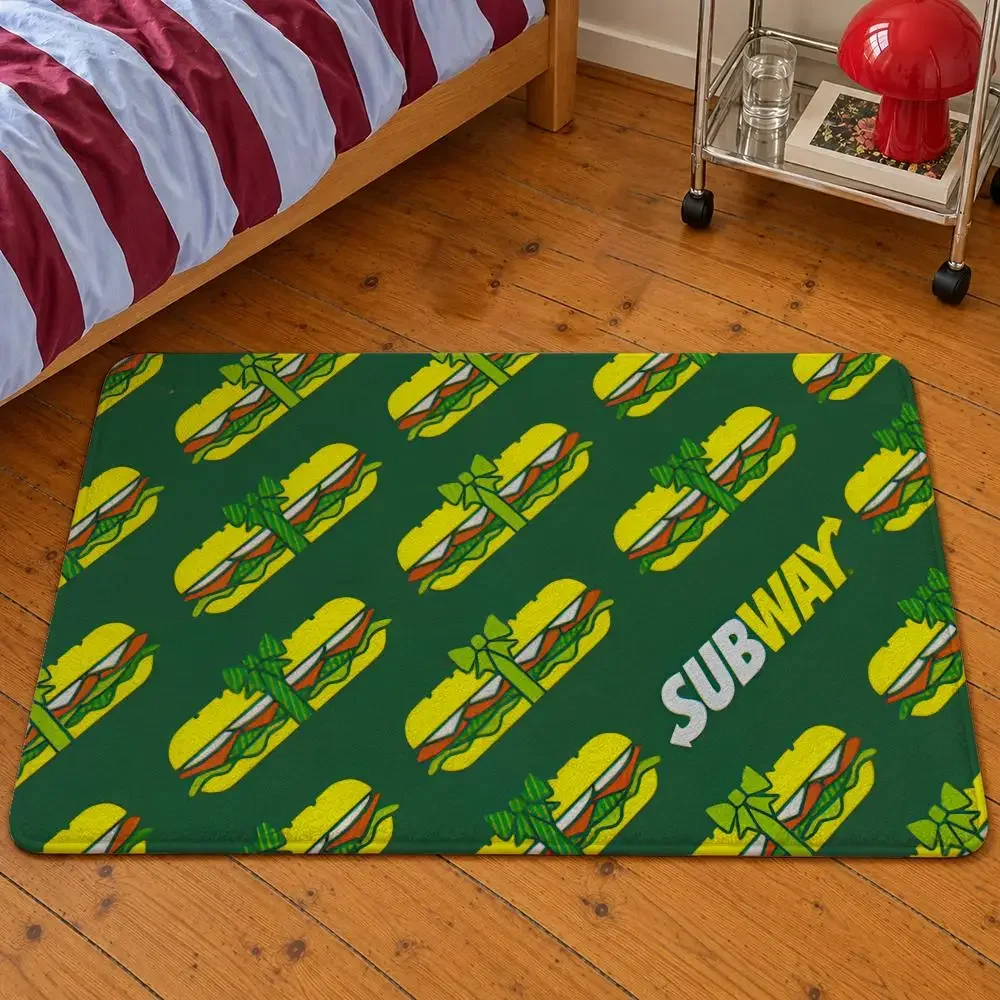 Brand Subway Eat Fresh Footlong B.M.T. Floor Mat Soft Flannel Entrance Doormat Non-Slip Washable Rug For Bedroom Home Decor