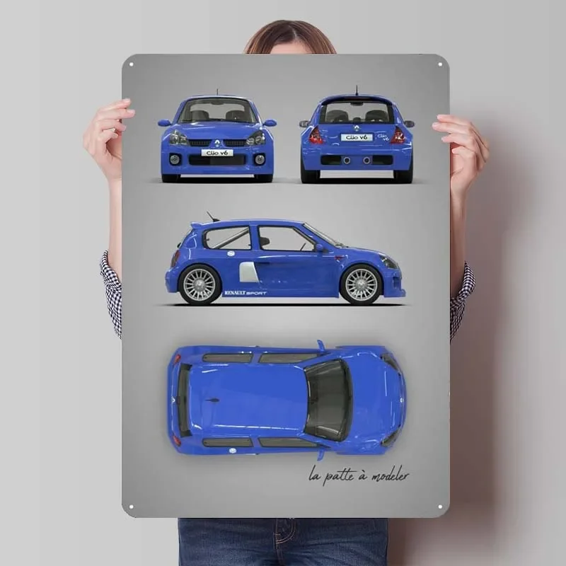 Renault Clio V6 Metal Signs Car Poster Vintage Decor Retro Tinplate Sign for Garage Wall Art Decoration Home Decor Items Room