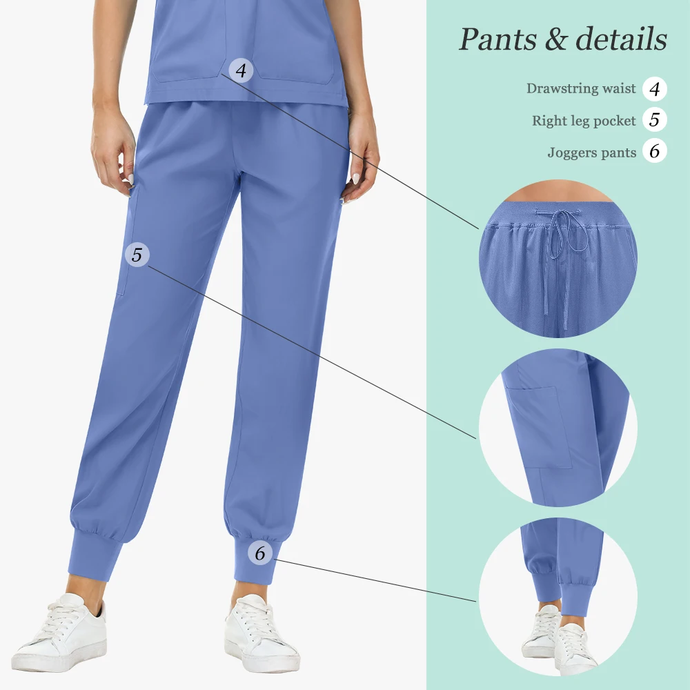 여성용 스크럽 유니폼 패션 간호사 의류 통기성 좋은 부드러운 간호사 의사 유니폼 남성용 멀티 컬러 스크럽 조거 세트 도매