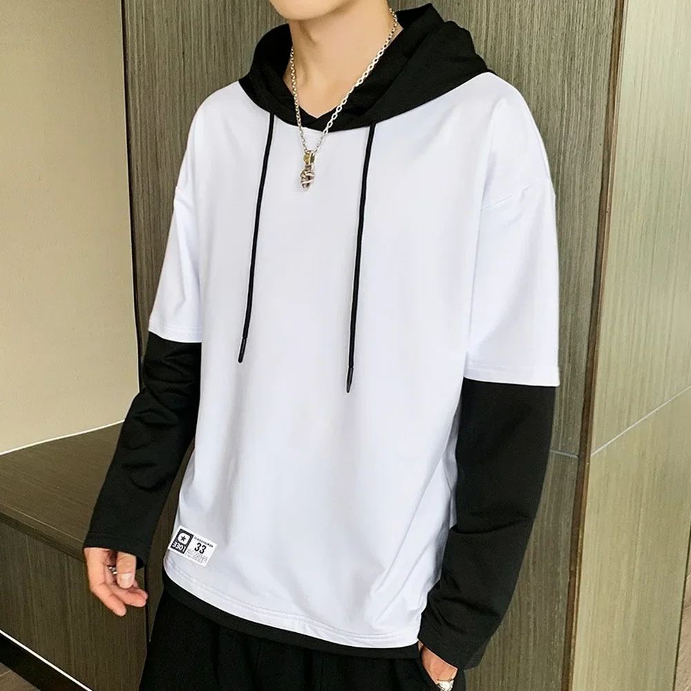 Hip Hop Hoodies Men Patchwork Hoodies Autumn and Winter Casual Tops Men Punk Style Sweatshirts With Hood Men Long Sleeve Shirts