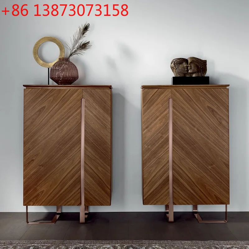 

Итальянский ореховый винный шкаф Итальянский светлый роскошный обеденный боковой шкаф из цельного дерева Дизайнерский шкаф для хранения