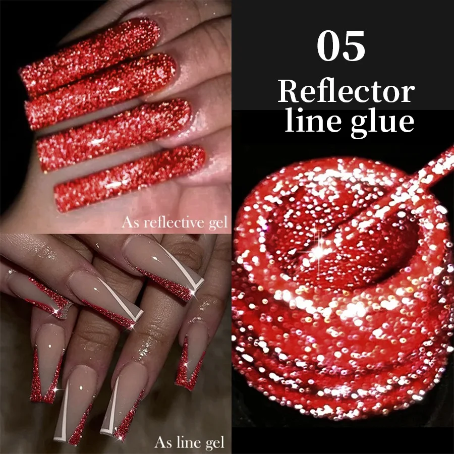 5ml Shimmering Reflective Glitter Nail Gel Polish 8 Vibrant Colors with Dazzling Diamond Effect Semi-permanent Nail Polish