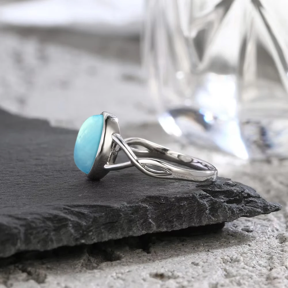 S925 فضة الزبرجد خواتم خواتم بسيطة الأزرق الحجر الطبيعي البيضاوي 8*10 مللي متر هدايا الحفلات غرامة مجوهرات خواتم للنساء #5