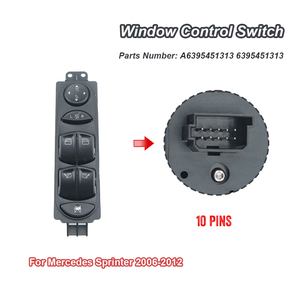 

A6395451313 High Quality Car Black Electric Power Window Control Switch Button For Mercedes-Benz Viano Wieland W639 2006-2012