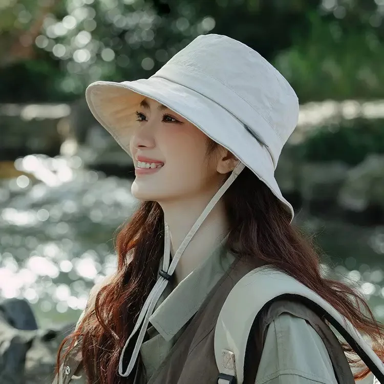 

Quick Drying Bucket Hat 2025 New Hat Women's Summer UV Protection Sun Protection Mountaineering Outdoor Windproof Rope Sun Hat