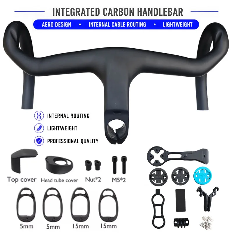 Aero RSL OCLV Carbon Integrierter Cockpit-Rennradlenker mit Vorbau, 28,6 mm -7 °   Winkel, 80-130 mm, 380-440 mm, externe Kabelführung