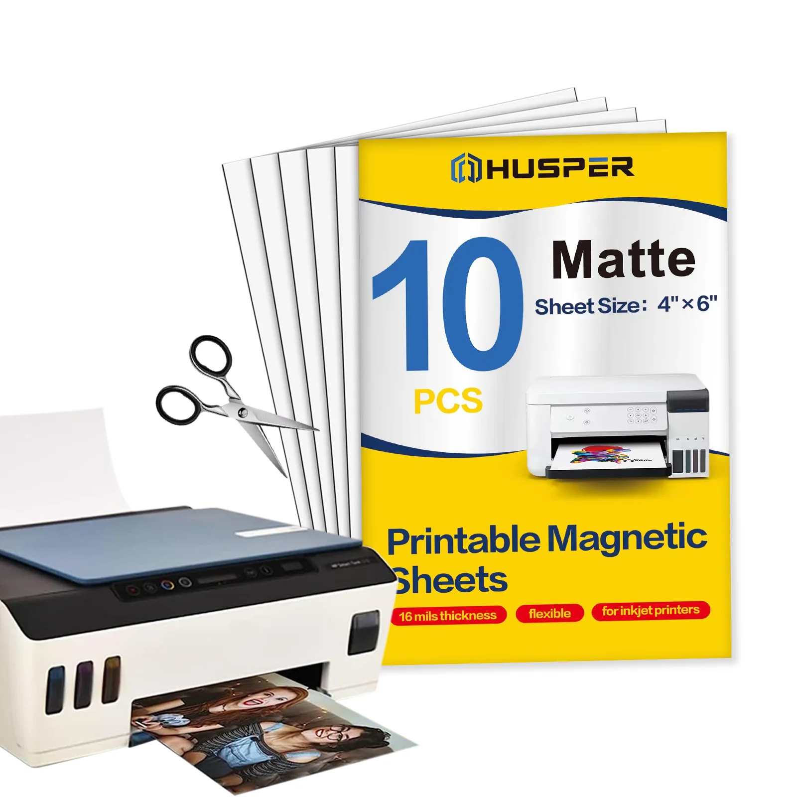 

10 Sheets 4x6inch Magnetic Photo Paper Matte Finish Flexible Inkjet Printable Sheets for Home & Office Use (15.2×10.2cm)