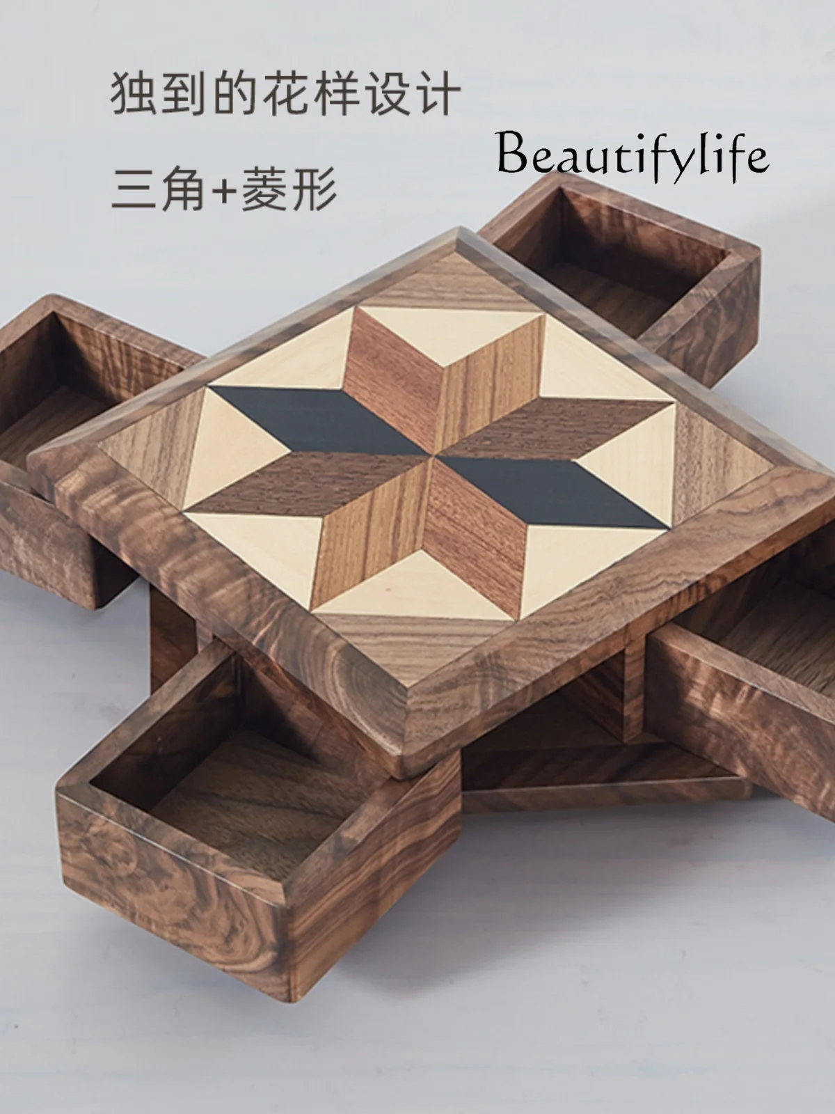 New Chinese Style Creative Solid Wood Jewelry Box Stud Earrings Necklace Jewelry Ornament Storage Box