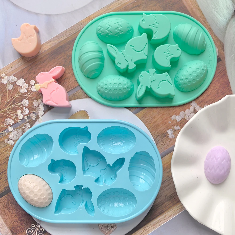 9-cavity Easter silicone Easter egg rabbit shaped baking mold chocolate candy mold Easter themed party decoration - view 2