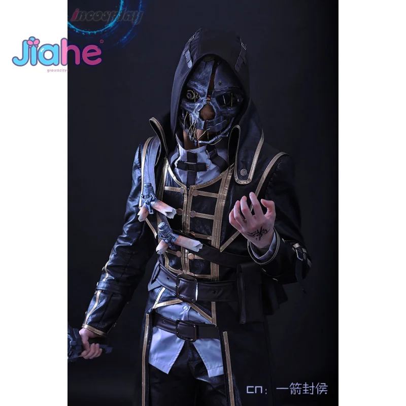 Dishonored Corvo Attano Cosplay Chief Royal Guard زي معطف قبعة السراويل حزام الخصر حقيبة الدعامة مجموعة هالوين رجل وسيم موحد