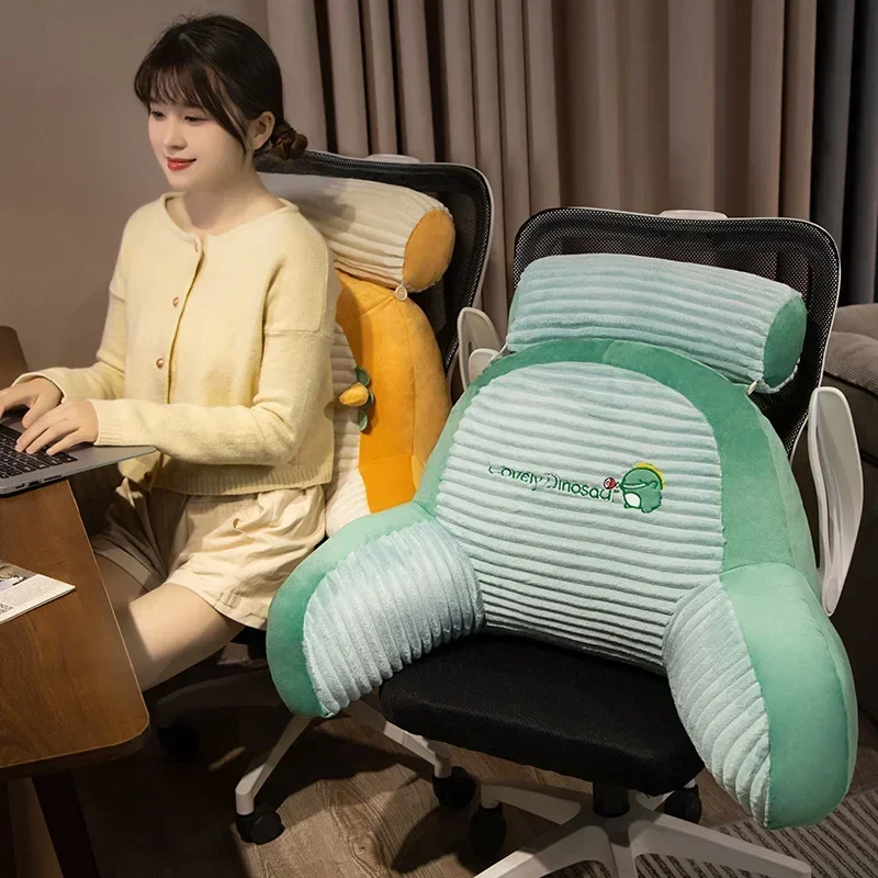 Long Flannel Soft Pillow Student Dormitory Bedhead Backrest Pregnant Women's Waist Protection Cushion Cartoon Dinosaur Pillow