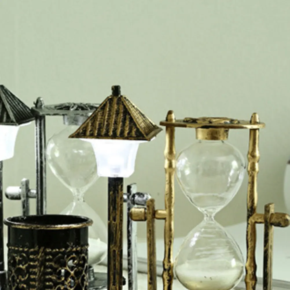 

Sand Clock Pen Holder Creative Desk Lamp Iron Plastic Decor For Home Office Store Coffee Color Craft Ornament Home Decor