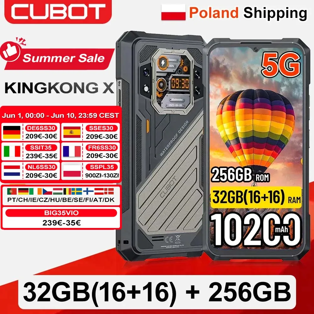 [Expédié depuis la Pologne] Smartphone CUBOT KingKong X Android 14 32 Go (16+16) 256 Go 10200 mAh 6,583" FHD+ 100MP+32MP NFC 5G