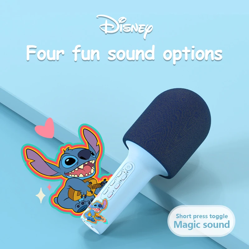 Disney QS-M1 Microphone Speaker Set Bluetooth TF Audio Loudspeaker Portable Handheld Mic Family KTV Multifunctional Playback New